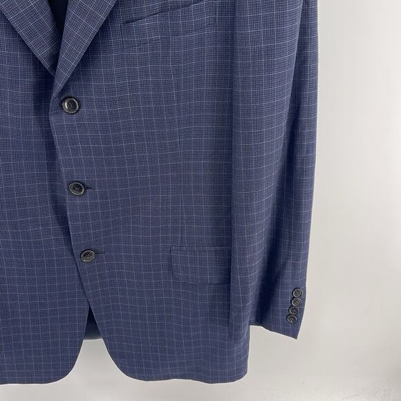 Ermenegildo Zegna wool silk blend plaid 3 button double vent sport coat blazer - Picture 4 of 6